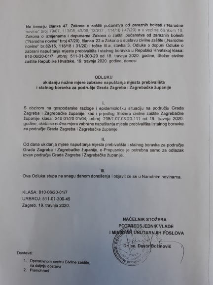 ODLUKA O UKIDANJU