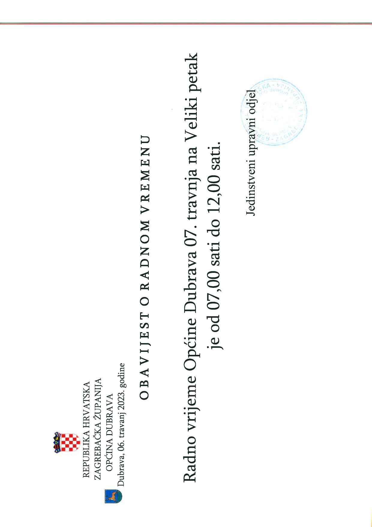 obavijest o radnom vremenu page 0001